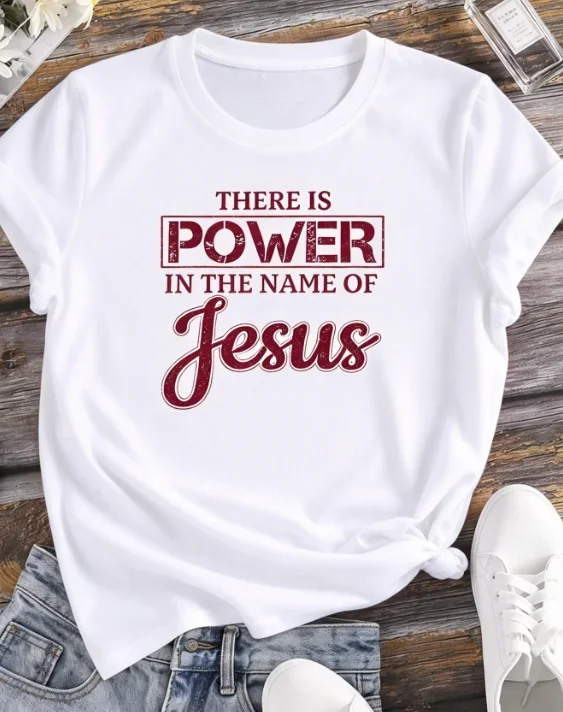 2026 Fashion New Women English Letter Graphic Print Casual Round Neck Short Sleeve T-Shirt Summer New Year Outfit Basic Top Tee
