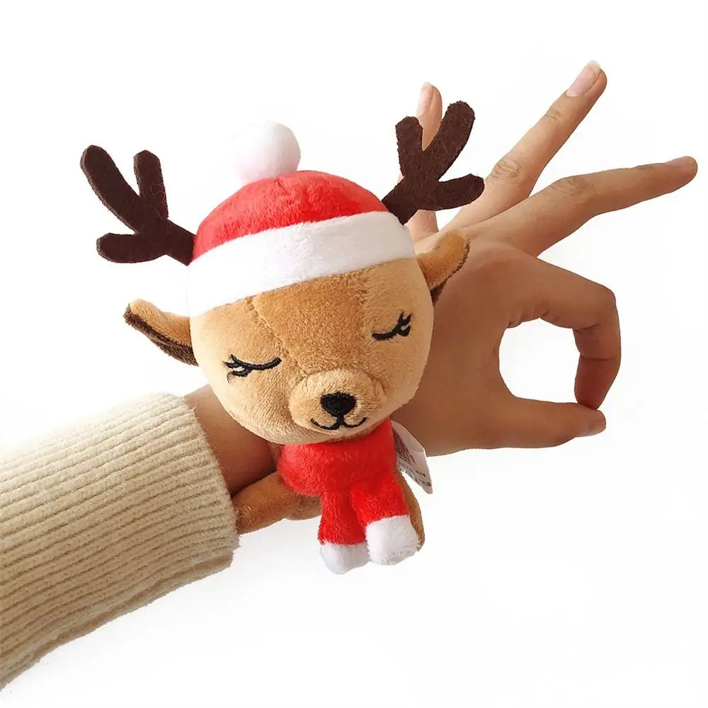

Plush Toy Christmas Slap Wristband Santa Claus Reindeer Elk Clap Circle Toys Snowman Cartoon Christmas Slap Bracelets Kids Toys