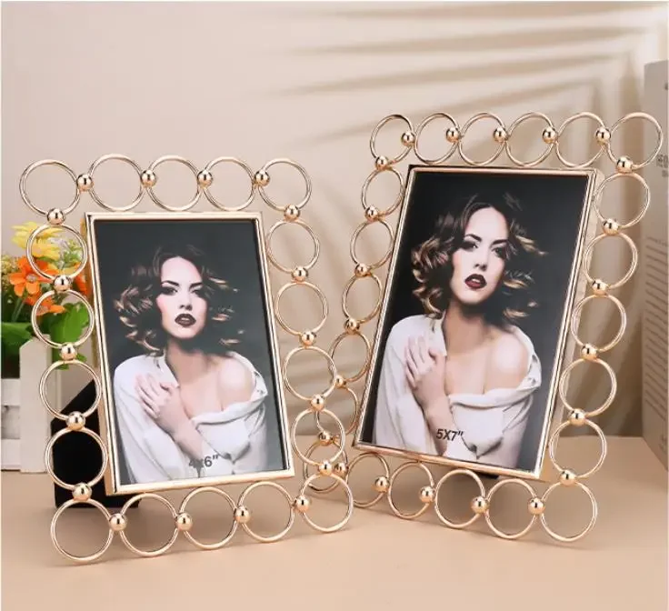 fashion 6/7 inches silver white Metal photo Frames Picture Photocard Holder Photo Frame for desktop decoration