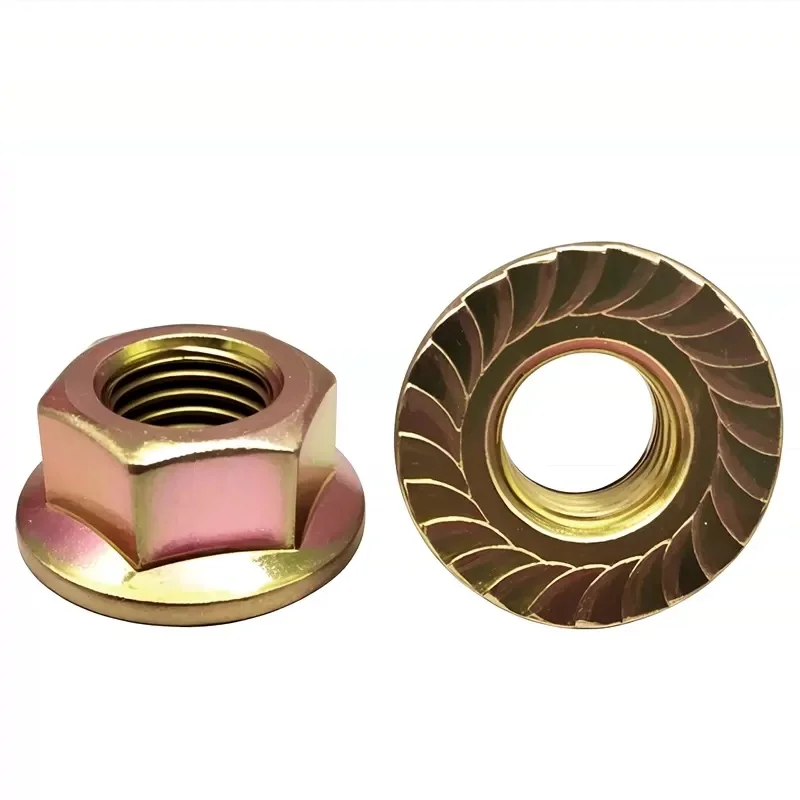 Din6923 Color Zinc Hexagon Flange Nuts Pinking Slip Locking Lock Nut M3-m12