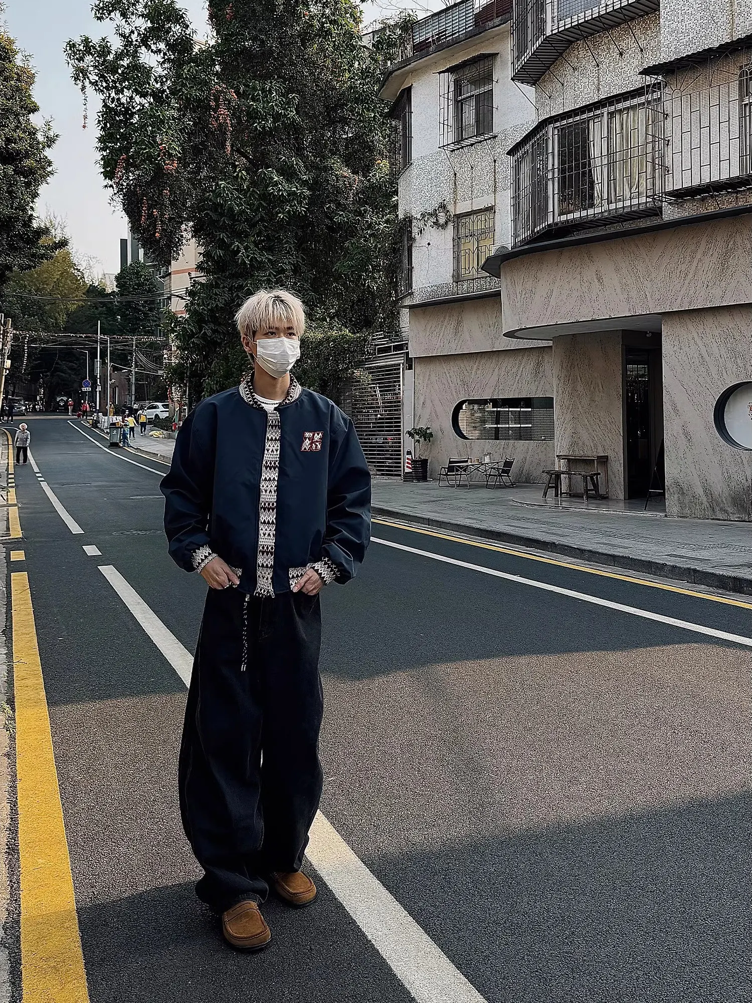 

New Chinese Sle Embroidered Jaet ex Spring Faion Brand Design Loose Ethnic Couple Outerwear Long Sve No Collar