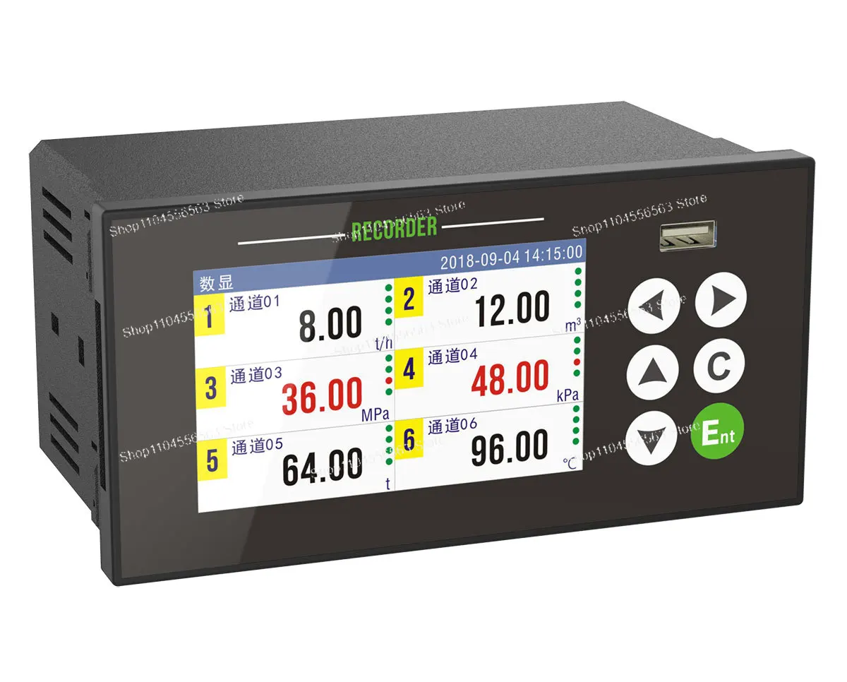 

Multi-Channel Paperless Recorder 1-6 Input, Temperature Voltage Current Data Logger with 4-20mA RS485