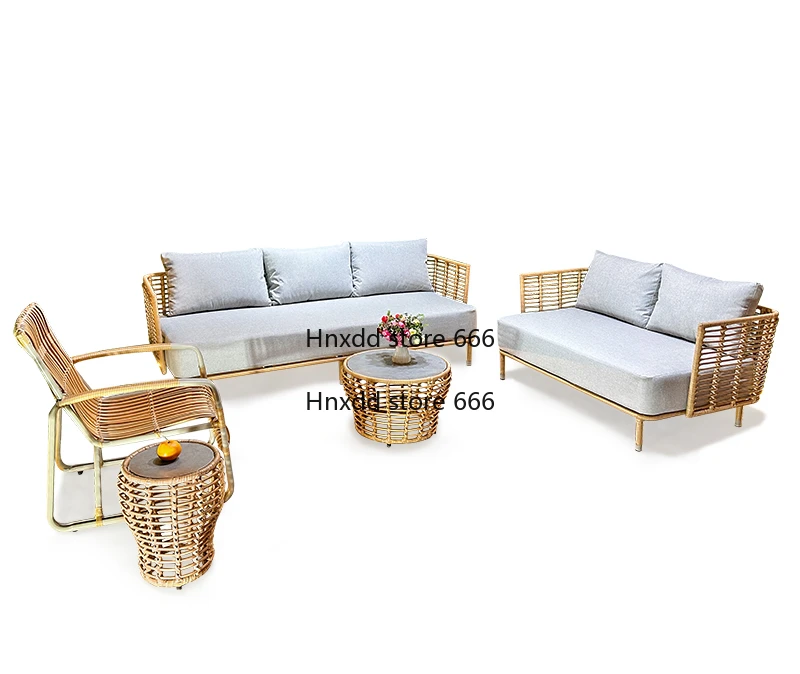 Outdoor rattan sofa sun protection courtyard terrace leisure