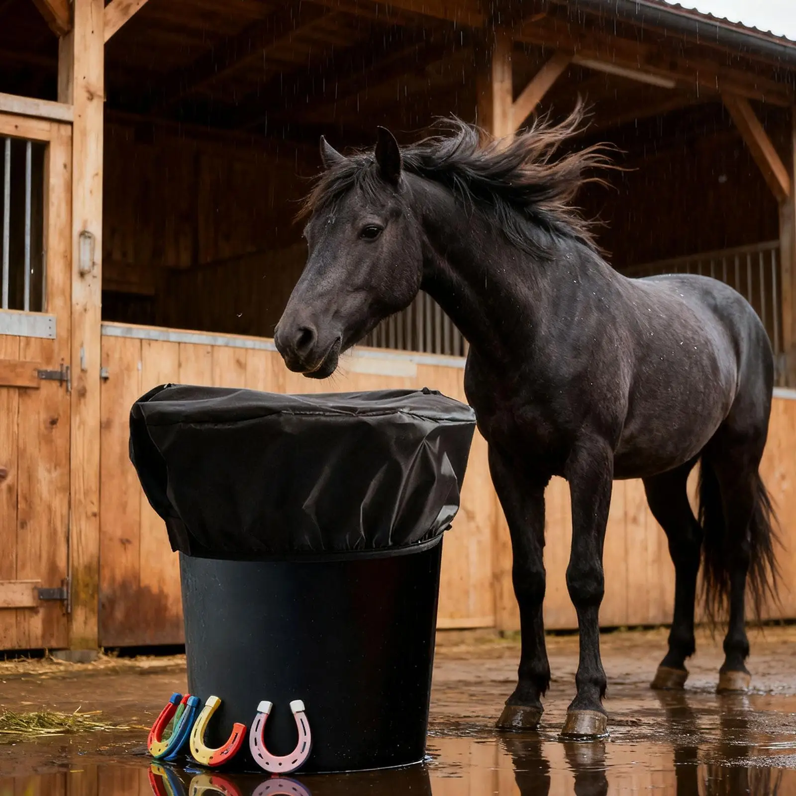 

Крышка ведра для лошадей, универсальная эластичная крышка ведра для чаши для кормления наконечников для штабелирования овец