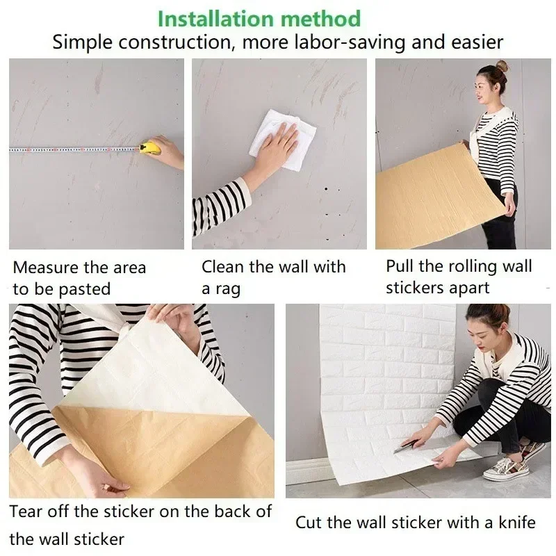 3D Brick Wall Stickers DIY Decor Self-Adhesive Waterproof Wallpaper for  Bedroom Kitchen Home Wall Decor papel pared