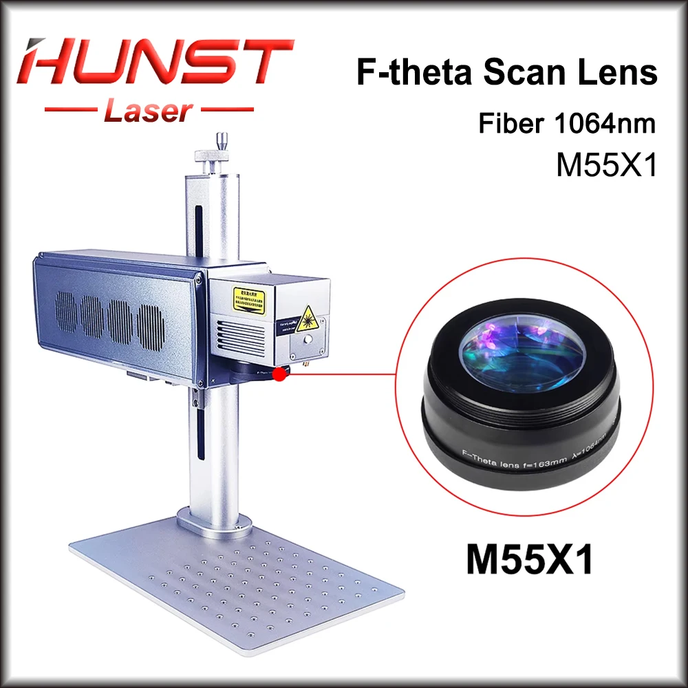 Детали сканирующей линзы HUNST F-theta с резьбой M55X1, полевая линза для небольшого гальванометра, подходит для волоконной лазерной маркировочной машины YAG 1064 нм