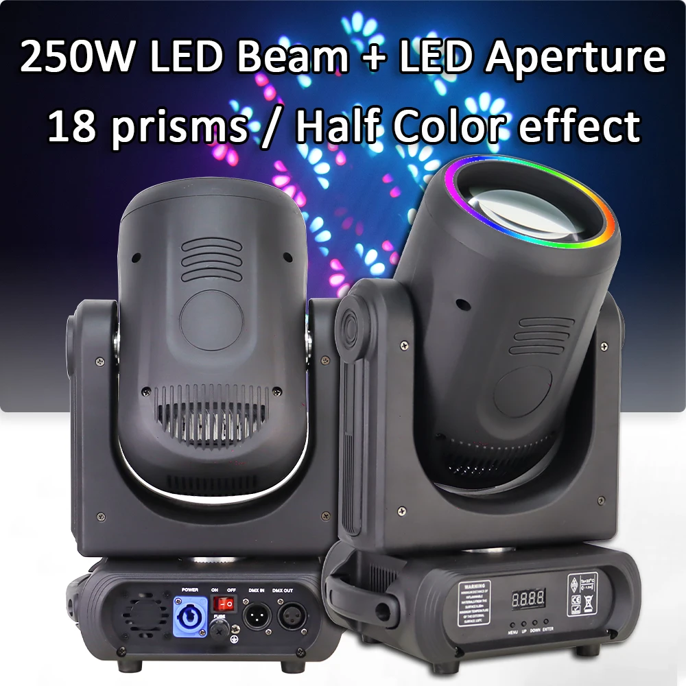 LED 250W Moving Head Light Spot Beam DJ Equipment With LED Aperture DMX Controller For Disco Party Bar Wedding Stage Lighting