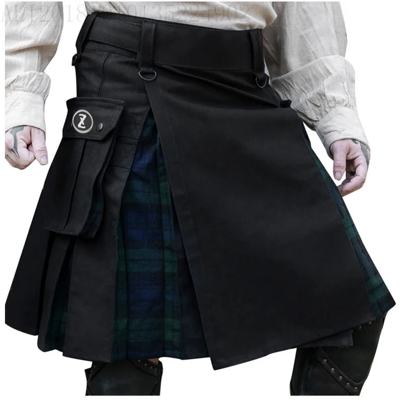 Mode schottische Männer Erwachsenen traditionellen Kilt mittelalter lichen Metall Vintage Gothic Punk Falten rock Halloween Karneval Cosplay Kostüme