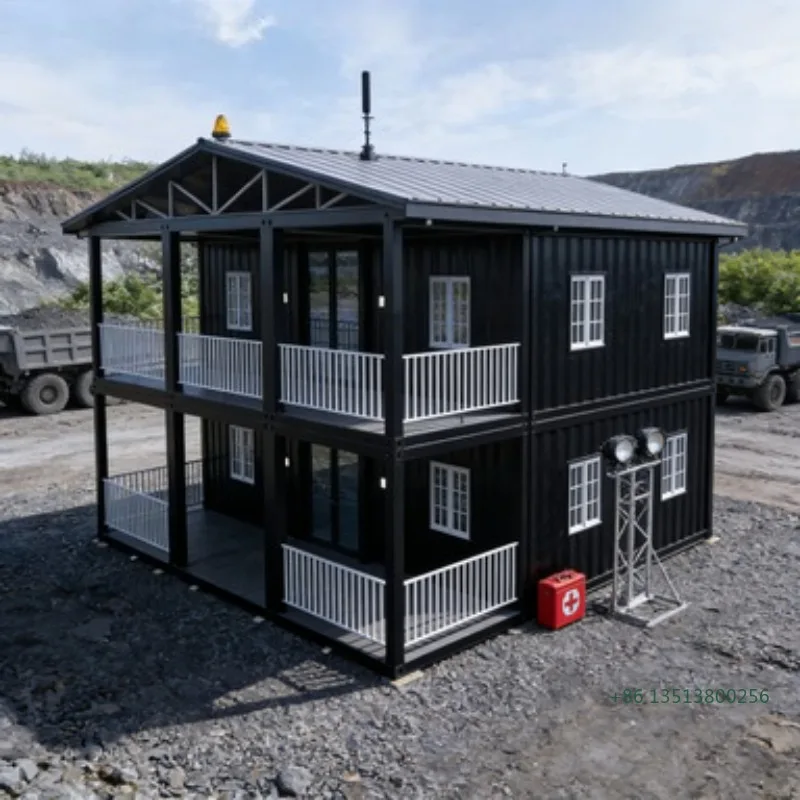 Casa Contenedor Dúplex de Dos Pisos, Villa Prefabricada de Lujo, Casas Contenedor Expandibles de 2-5 Dormitorios con Cocina y Baño