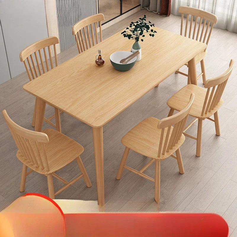 Simple Oak Small Apartment Dining Table Nordic Home Dining Tables and Chairs Set Engineering Solid Wood Table