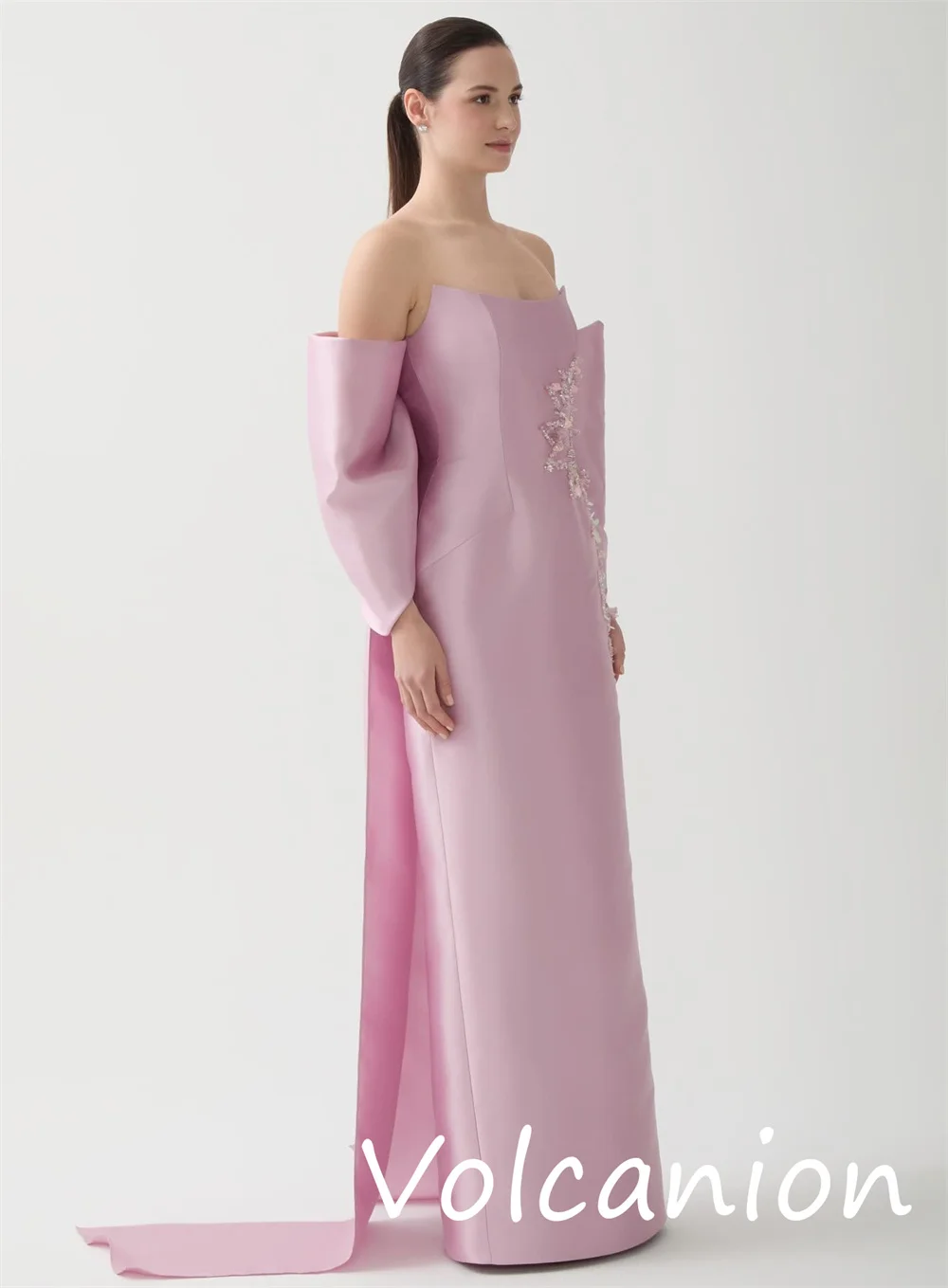 Длинные платья трапециевидной формы с открытыми плечами из джерси в современном стиле, расшитые блестками, на заказ, простые