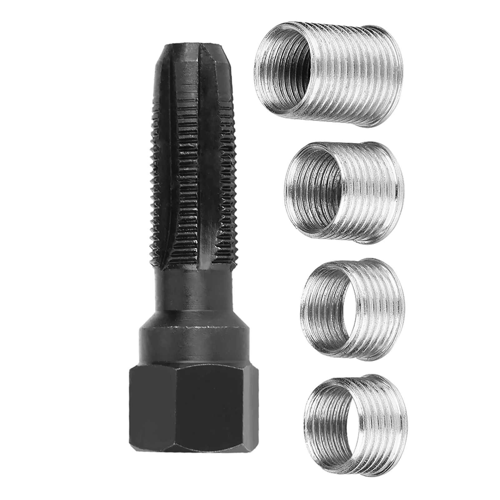 5Pcs Carbon Steel Spark Plug Re-thread Repair Tool Tap Reamer Inserts Kit 14mm For Spark Plug Thread Repairing