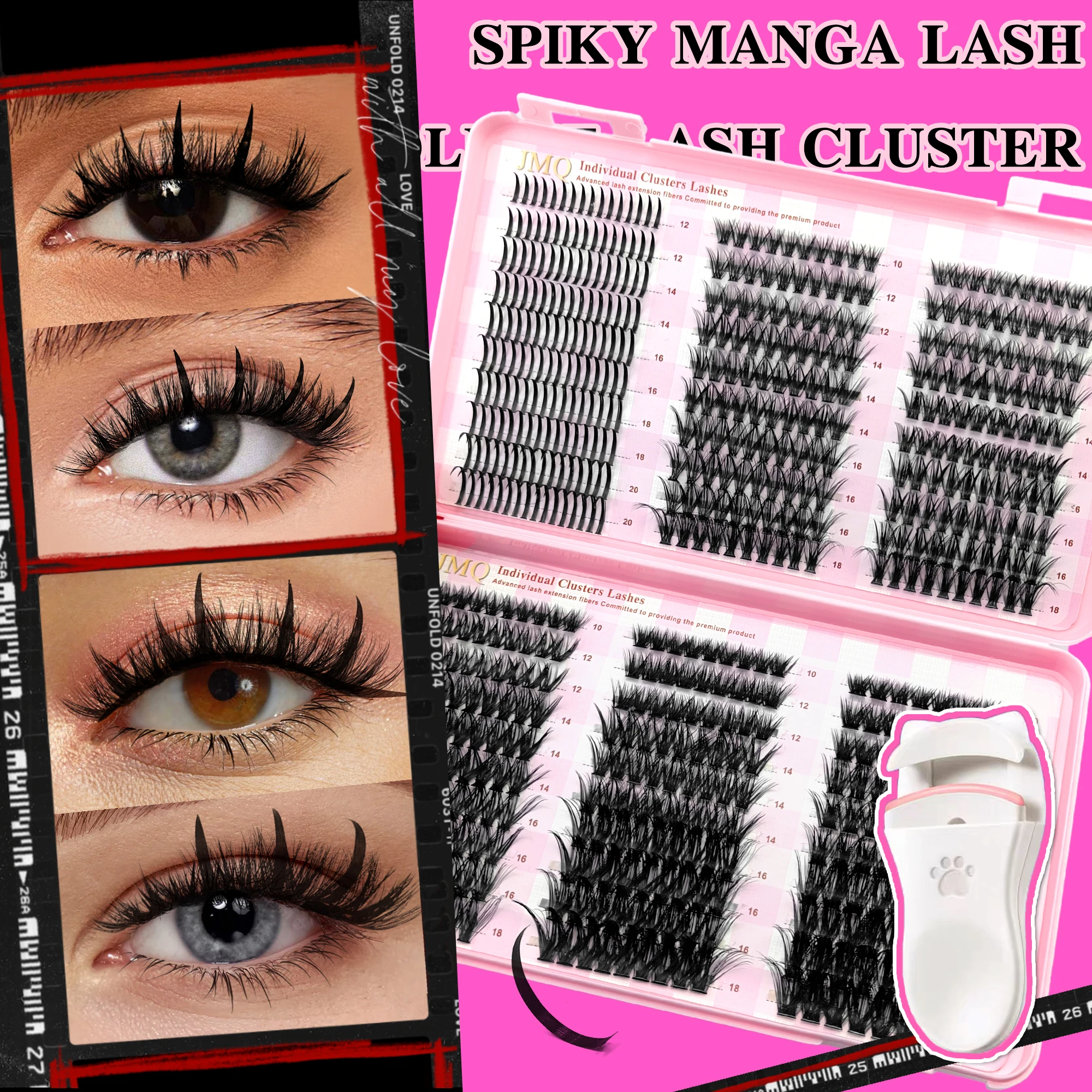 LAKANAKU lash bookes clusters extension ciglia individual Eyelashes tufts wimpers cluster fluffy mink lashes manga lashes