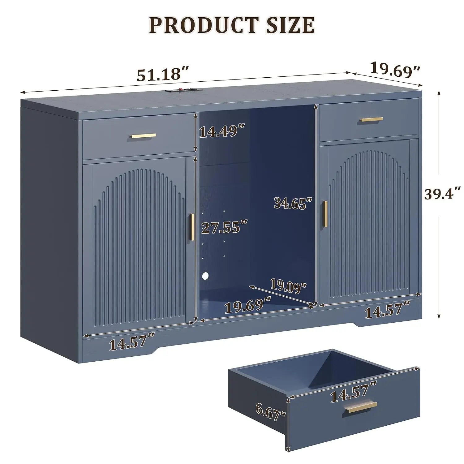 Coffee Bar Cabinet with Fridge Space, Wine Glass Rack, Customized