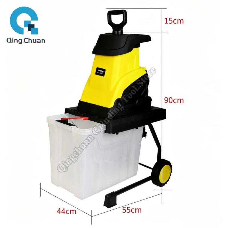 Electric Branch Shredder 2500W High Efficiency Tree Cutting Crusher 45L Box for Farm Waste Composting Work Garden Wood Chipper