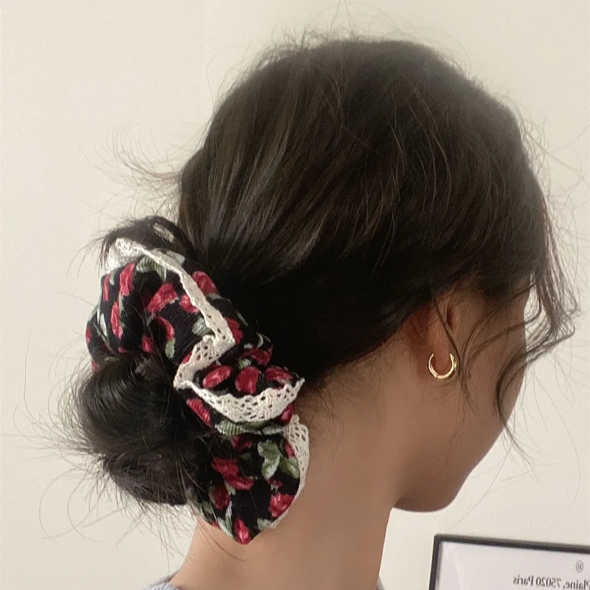 2024 Floral Lace Retro Flower Scrunchie Women Girls Elastic Hair Rubber Bands Accessories Tie Hair Ring Rope Headdress Headwear