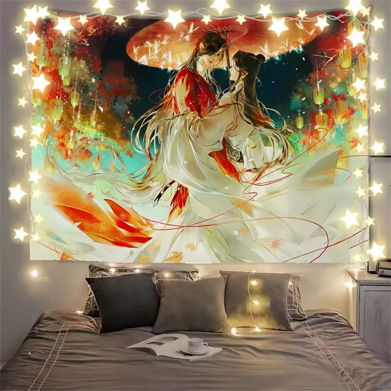 天官の祝福謝リアン華城の寮のベッド装飾吊り下げ布、部屋の寝室の改修背景布