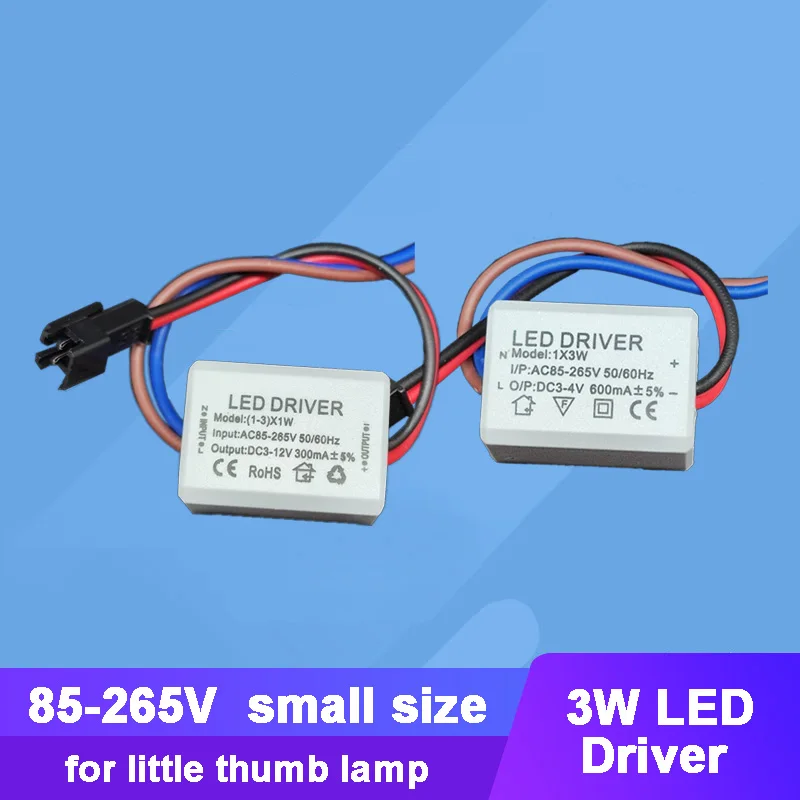 AC 85V - 265V Small Size Constant Current Power Supply LED Driver for 1W - 3W 6W Ceiling Thumb Light Lamp