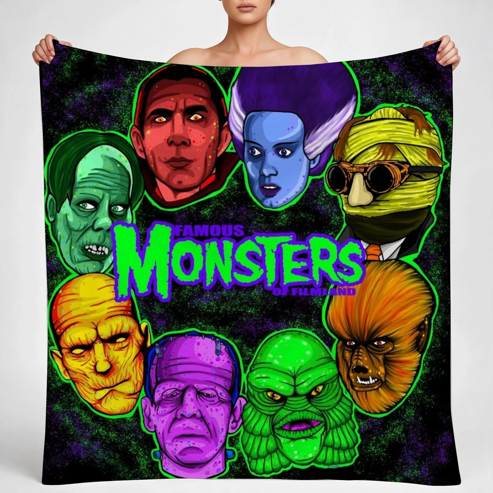 Famous Monsters of Filmland Throw Blanket couch cozy soft plush fuzzy picnic outdoor blanket