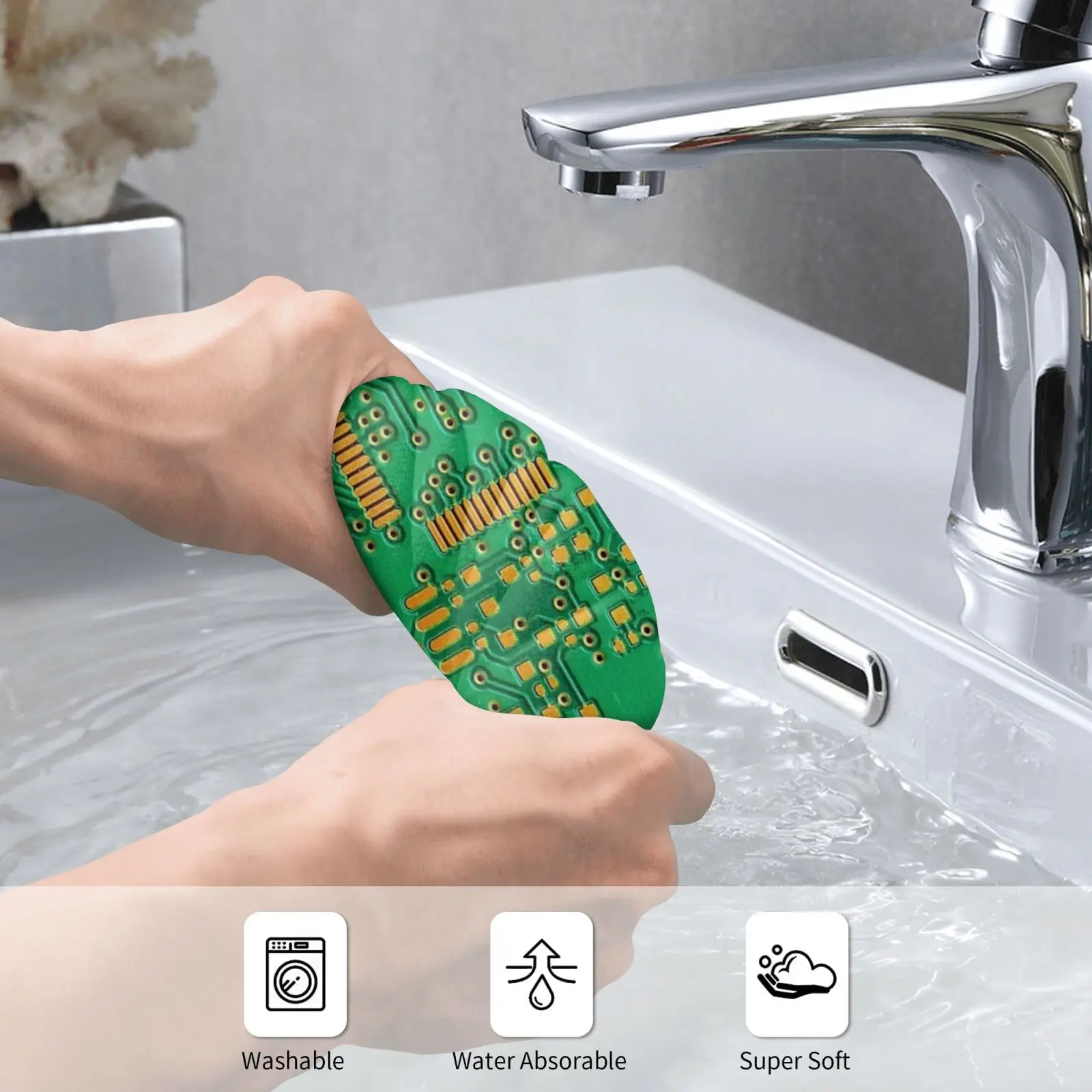 Green Electronic Circuit Board Custom Towel Bath Towel Green Board Chip Circuit Closeup Component Computer