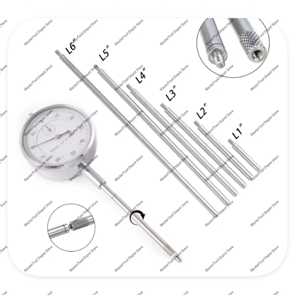 6-piece Dial Indicator Extension Set, Precision Tool Set for Measuring Dials and Digital Indicators