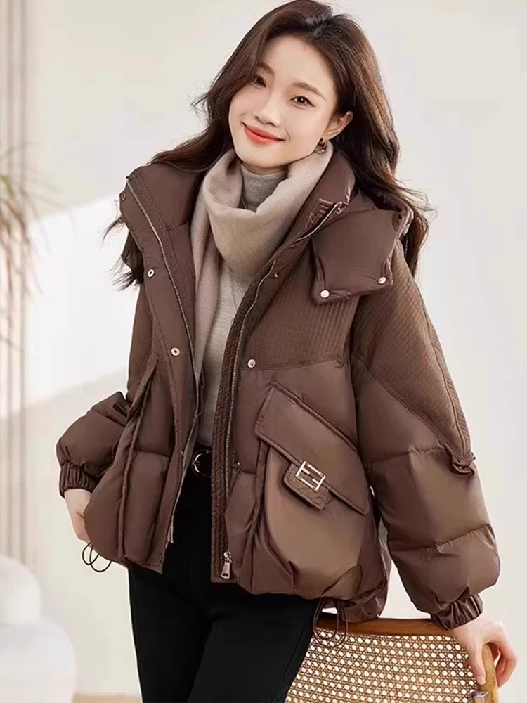 Stylish Short Cotton Jacket Women's Winter Coat Trendy European High-End Small Size Fashionable Cotton Padded Outerwear