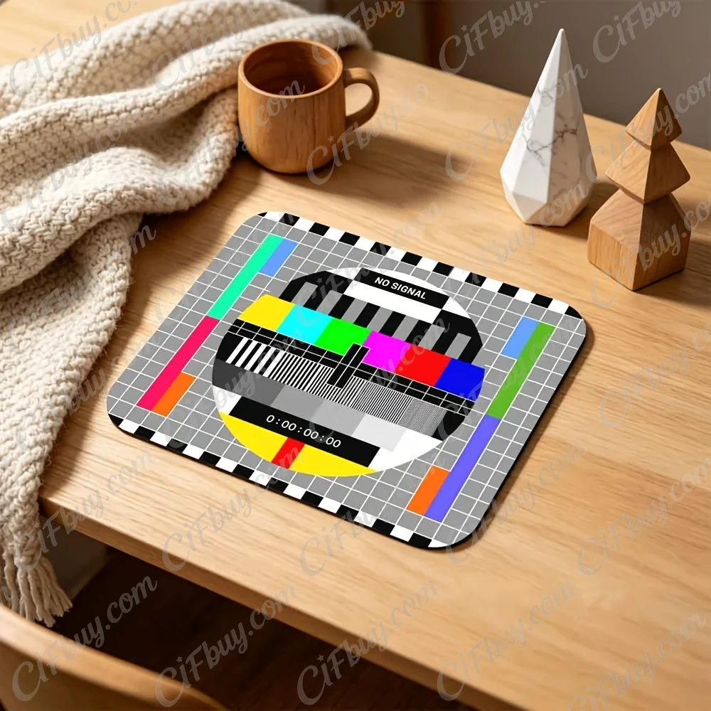 CIFbuy Mouse Pad Small Retro Old TV No Signal Test Pattern Funny Nostalgic Print Smooth Cursor Precise Tracking Non-Slip Creativ