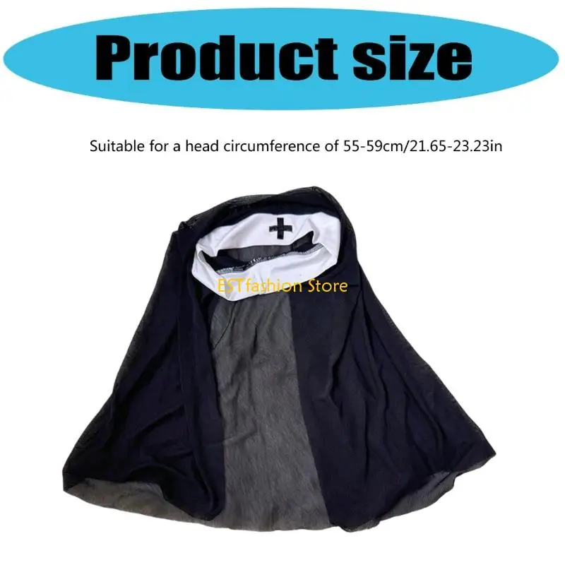 Y5GC راهبة عادات القبعات راهبة خوذة خفيفة الوزن زي راهبة اكسسوارات لجميع القديسين خلع الملابس قبعات عصابة رأس راهبة