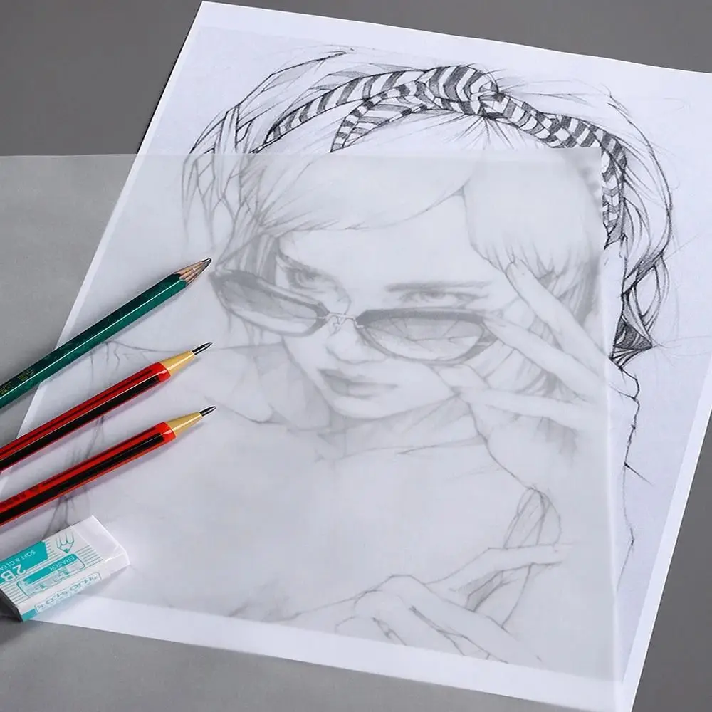100 قطعة A4 ورق تتبع دائم أبيض شفاف رسم ورقة رسم ورق نسخ للخط الكتابة الرسم الفن العرض