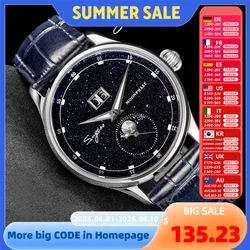 Sugess Mens Watch Limited Edition Moonphase 316L Stainless Steel Case Tianjin ST2528 Movement Luxury Gemstone Stars Dial Gift V3