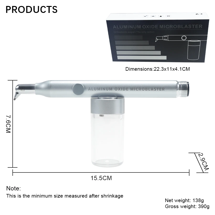 Dental Aluminum Oxide Micro Blaster with Water Spray Microetcher, Alumina Sandblasting Gun, Air Polisher, Dentistry Tools