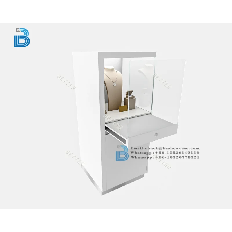 ออกแบบเฟอร์นิเจอร์ร้านขายเครื่องประดับหรูหรา ตู้โชว์กระจกทรงหอคอยสำหรับแสดงเครื่องประดับและนาฬิกา