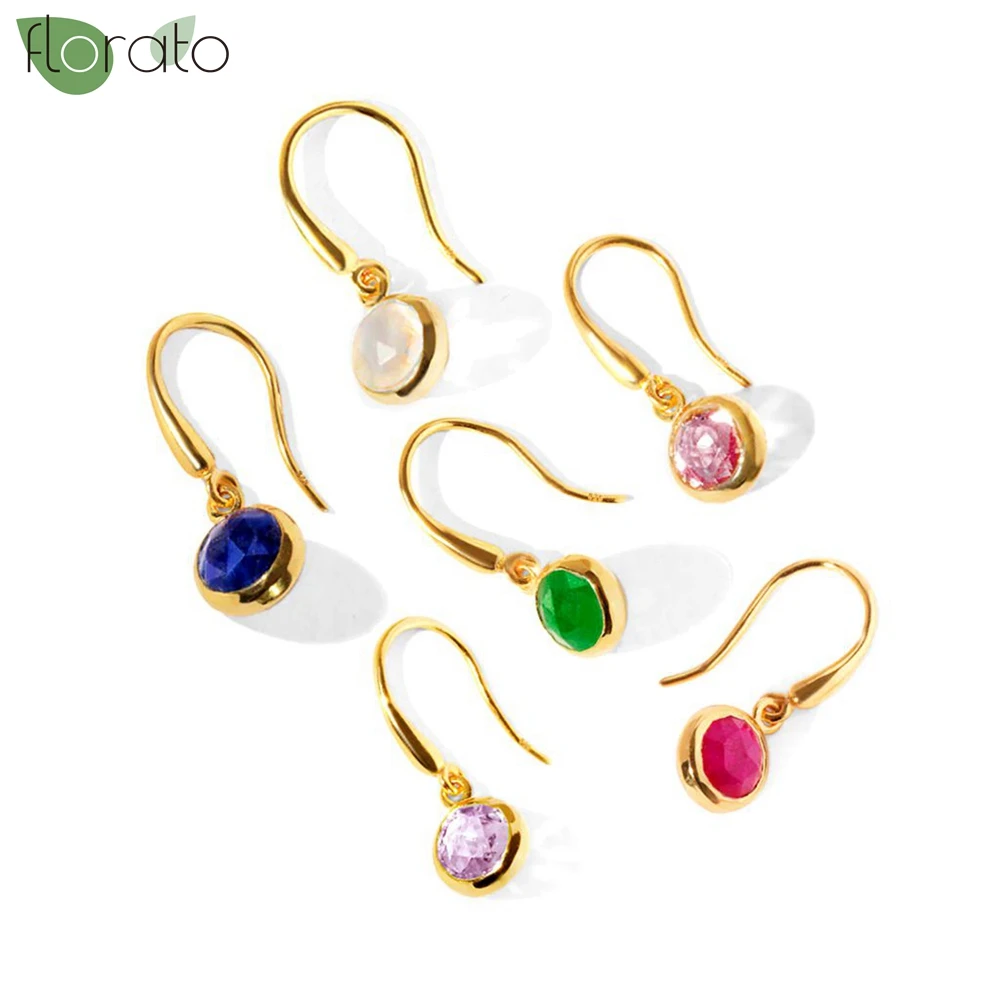 

925 Sterling Silver Needle Fashion Colorful Round Zircon Earrings for Women Exquisite Water Droplet Pendant Earrings New Jewelry