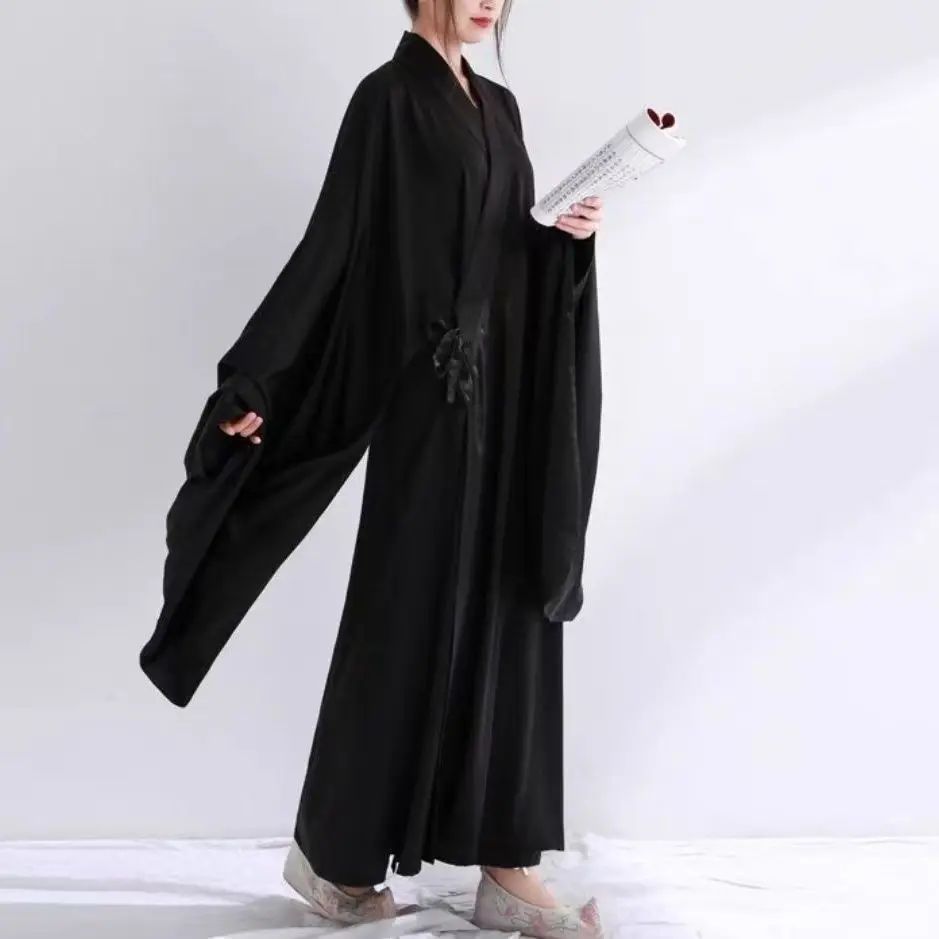 Ming Dynasty Hanfu Inner Lining Robe Unisex Cross Collar Undergarment for Taoist Robe Round Collar Unisex Men Women Costume