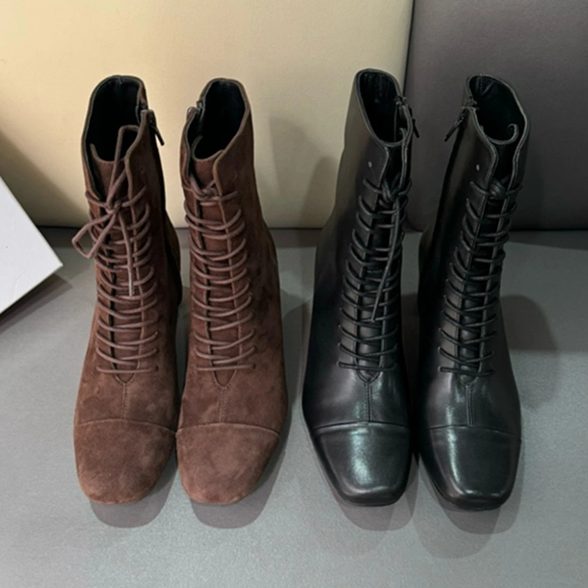 

Jenny&Dave Minimalist Women's Shoes Sheepskin Handmade Strap Boots Retro Motorcycle Boots Winter Boot Shoes Women