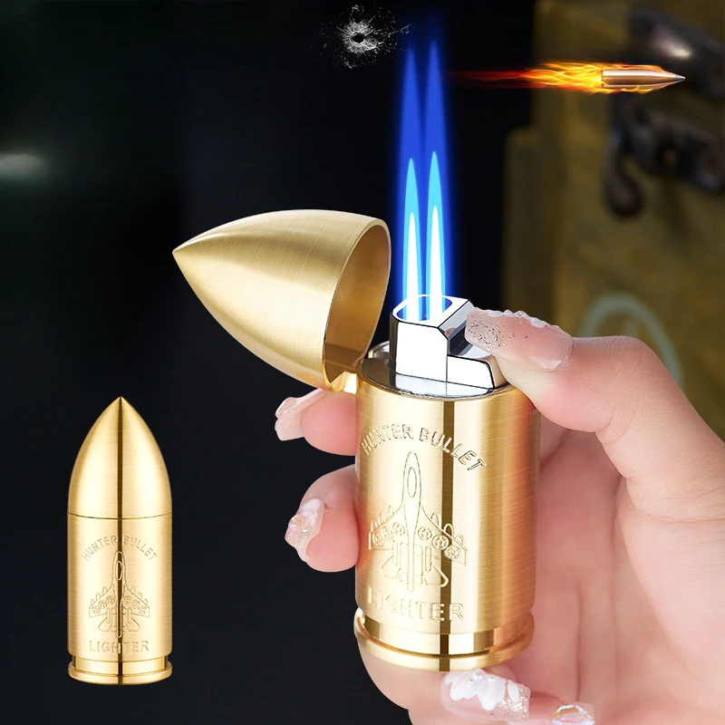 Metal Mini Bullet Shaped Inflatable Lighter Windproof Jet Flame Butane Gas Lighter Barbecue Cigarette Accessories Ignition Tool