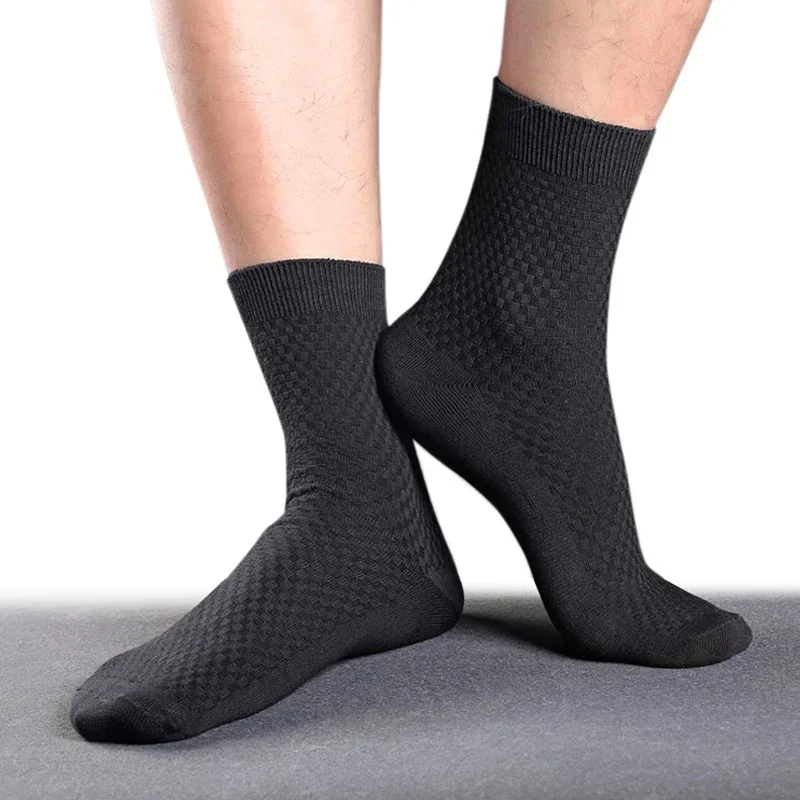 5 Pairs/Lot Men\'s Bamboo Fiber Socks Compression Comfortable Breathable Casual Business Men\'s Crew Socks Gift Plus Size 38-45