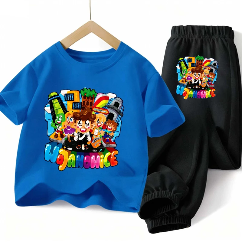 

Wojan Team Boy Summer T-shirt Set Cute Cartoon Tees Baby Short Sleeves Set Kid Kawaii Summer Comfortable Clothes Gift 2pcs Gift