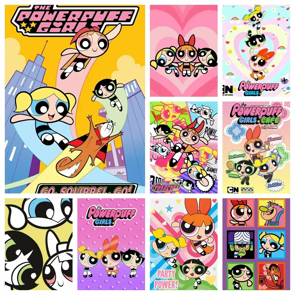 DIY الماس الفن اللوحة مجموعات Powerpuffs الفتيات أنيمي لطيف الكرتون التطريز فسيفساء عبر غرزة ديكور المنزل هدية الأطفال