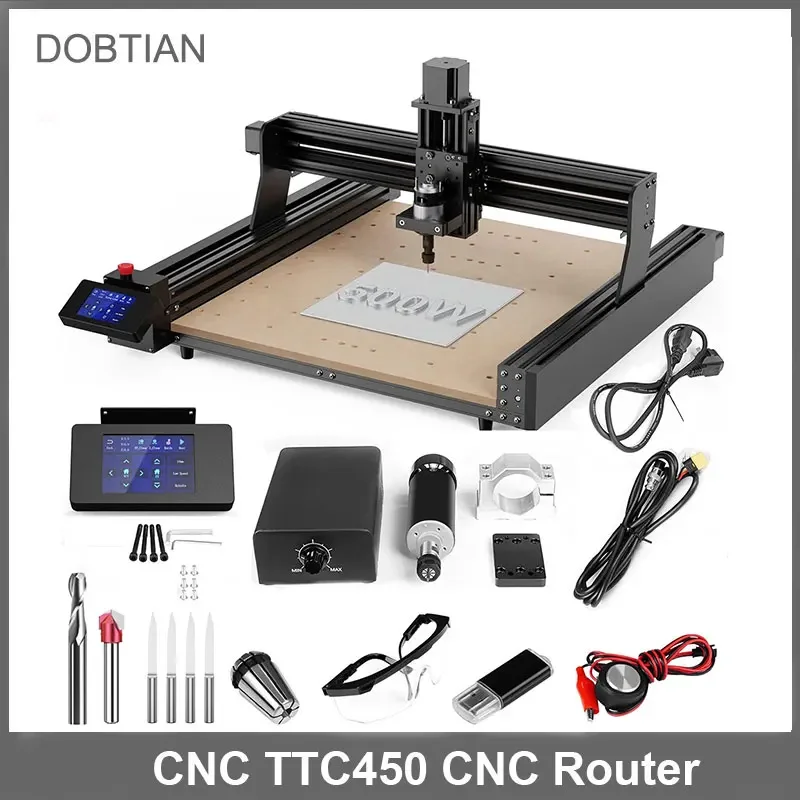 TTC450 CNC Laser Engraver Wood CNC Router Milling Cutting Machine Laser Engraving Machine with 2.5W/5.5W/20W Optical Carving