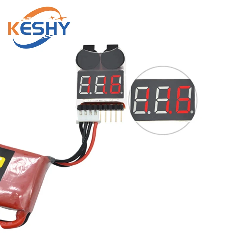 Nowy 1-8S Lipo Li-ion Fe Napięcie akumulatora 2w1 Tester wskaźnika Niskonapięciowy alarm dźwiękowy do samochodu RC Łódź LED 3.7-30V Podwójny głośnik — zdjęcie produktu 5