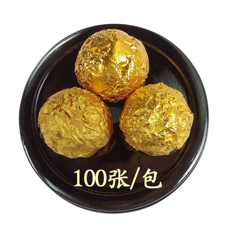 100Pcs Square DIY Golden Aluminum Foil Paper Tinfoil Chocolate Tea Sesame Pill Glutinous Rice Egg Packaging