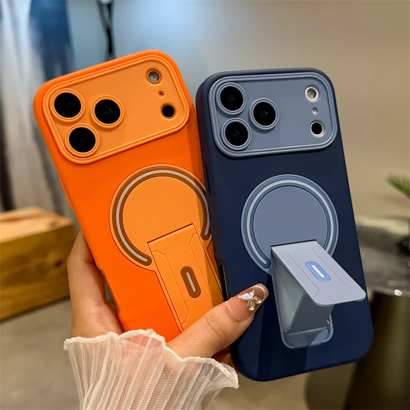 Support pliable de luxe magnétique pour coque Magsafe mate avec grande fenêtre et protection antichoc pour iPhone 17 16 15 14 13 12 11 Pro Max Plus