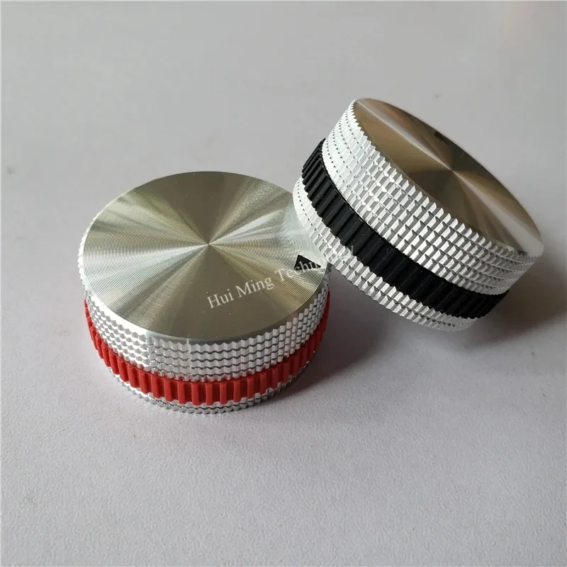 2pcs Aluminum Alloy Knob Black Lattice Potentiometer Rubber RingTriangle 40*18mm Slotted Encoder Amplifier Volume Switch Button