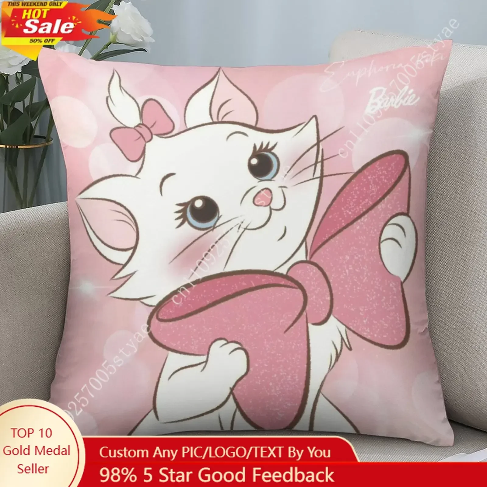 

Marie Pillowcase Disney Cartoon Soft Sofa Bed Decoration Child Holiday Party Boy Girl Gifts Custom Pillow Case Cover