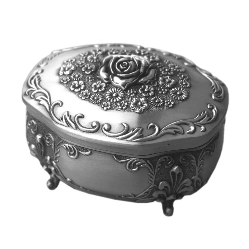 

Wholesale Emboss Alloy Metal Music Box Wind up and Golden Movement Music Box for Christmas/Birthday/Valentine's Day