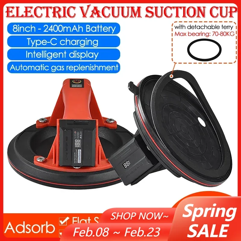 

Electric Vacuum Suction Cup Granite Ceramic Tile Heavy-Duty Vacuum Suckers Automatic Air Replenishment Hand-Held Glass Lifter