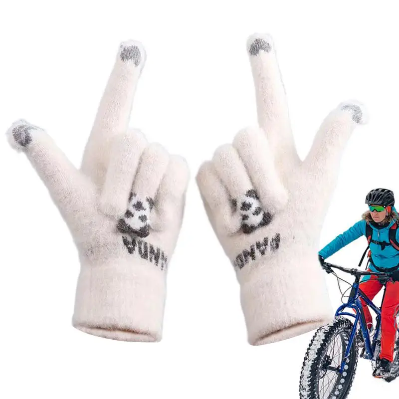 Winter Gloves Touchscreen Winter Cycling Gloves Cartoon Warm Knitted Hand Warmers Knit Mittens Cute Panda Gloves Breathable For