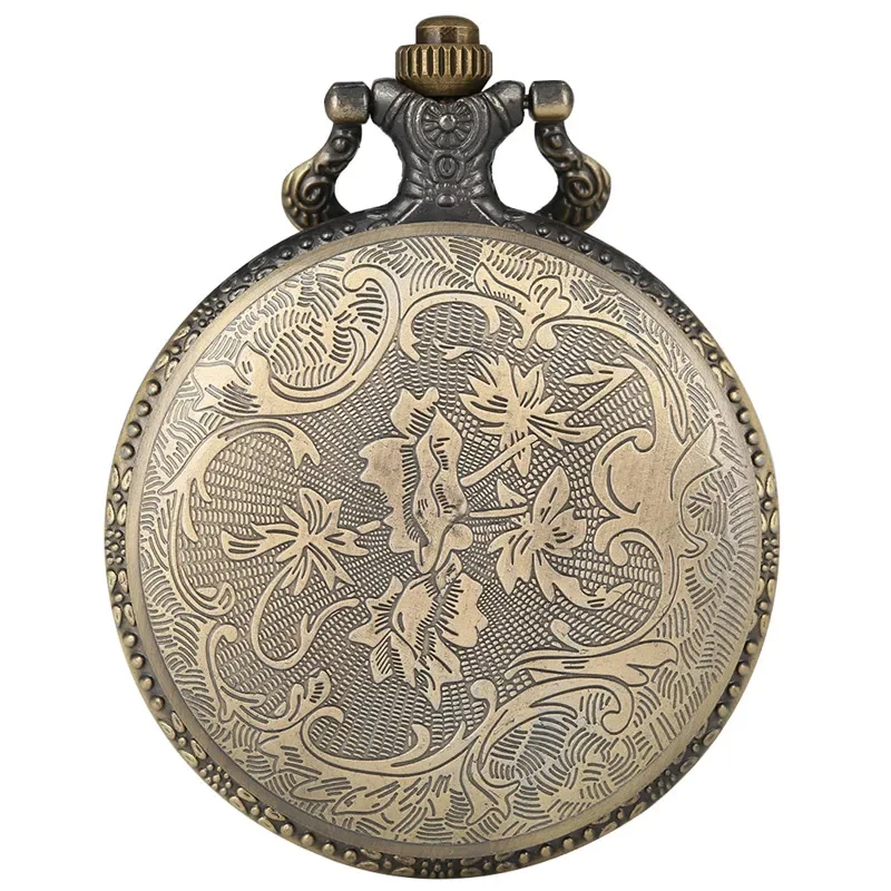 Antique Style Polar Bear Design Full Hunter Quartz Pocket Watch for Men Women Arabic Number Display Necklace Pendant Chain