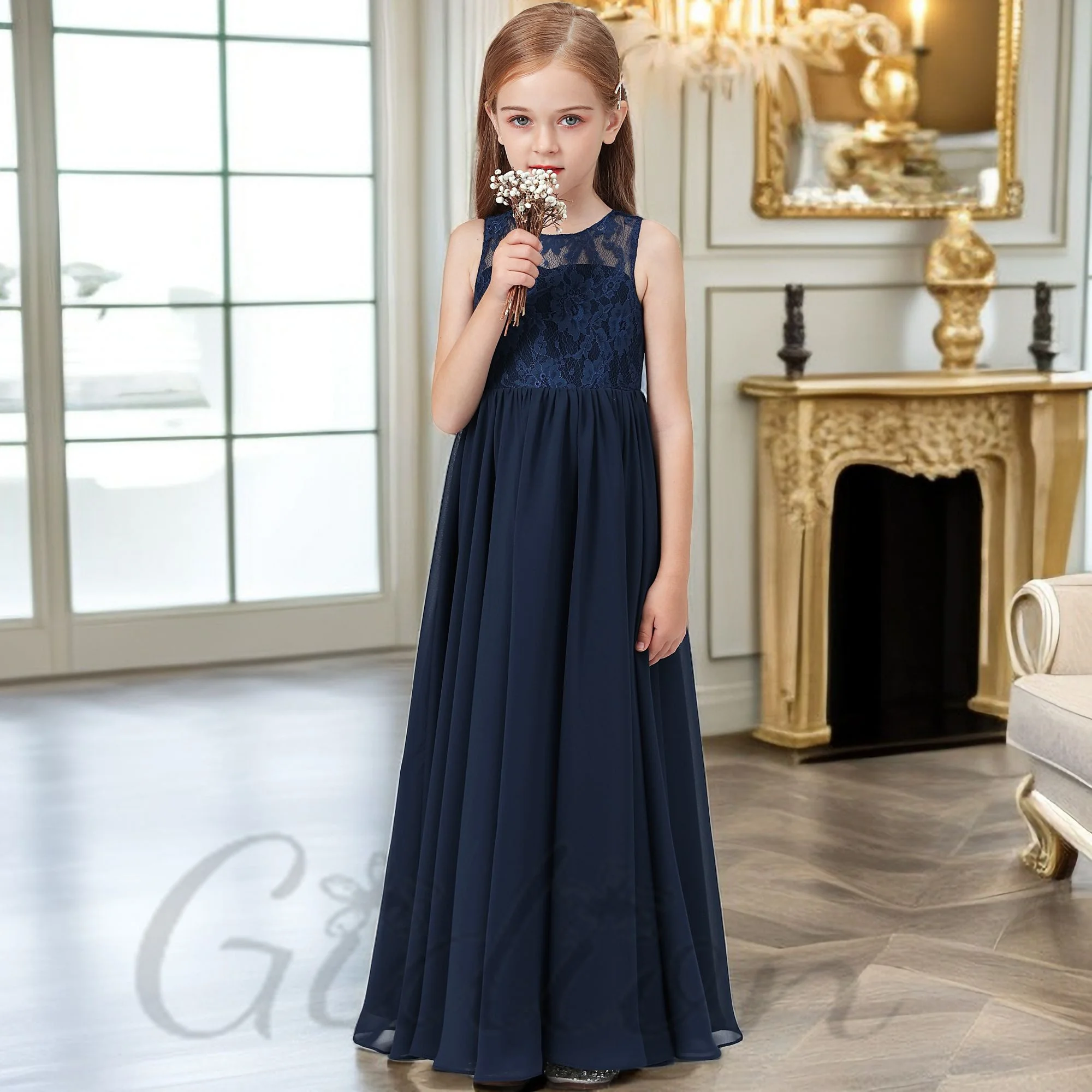 Chiffon Bridesmaid Dress para crianças, cerimônia de baile, concurso, casamento, aniversário, festa noturna, banquete, baile de formatura, qualquer evento, júnior